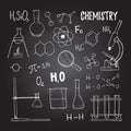 Hand drawn vector Illustrations. Chemistry, chemical elements, t