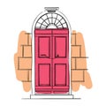 Hand drawn vector illustrations - old vintage door.