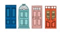 Hand drawn vector illustrations - old vintage doors. Isolated on