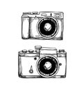 Hand drawn vector illustrations. Retro cameras collection. Photo