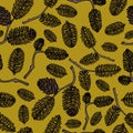 Hand drawn vector illustrations. Seamless pattern with pine cones. Forest background Royalty Free Stock Photo