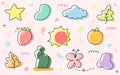 Hand drawn Vector illustrations. set of stickers cute colorful and doodle. Royalty Free Stock Photo