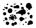 Hand drawn vector ink brush strokes, black paint spot set. Dirty Paint splatters artistic backgrounds. Grunge texture design Royalty Free Stock Photo