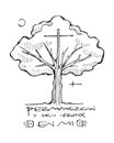 Christian Cross, tree and phrase Royalty Free Stock Photo