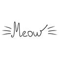 Hand drawn vector inscription. Meow text isolated on white background