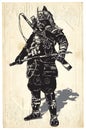 An hand drawn vector from Japan Culture - Samurai, Shogun Royalty Free Stock Photo