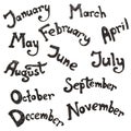 Hand drawn vector lettering - months of the year.