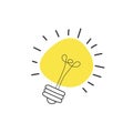 Hand drawn Vector light bulb icon with concept of idea. brainstorm and teamwork. Great idea eureka icon concept. Doodle hand drawn Royalty Free Stock Photo