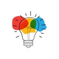 Hand drawn Vector light bulb icon with concept of idea. brainstorm and teamwork. Great idea eureka icon concept. Doodle hand drawn Royalty Free Stock Photo