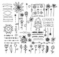 Hand-drawn vector line border set, design element Royalty Free Stock Photo