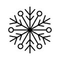 Hand drawn vector line winter snowflake of isolated icon silhouette on white background illustration. perfect for all Royalty Free Stock Photo