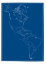 Doodle Blueprint Map of the American Continent Royalty Free Stock Photo