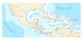 Doodle Map of Central America and Mexico Royalty Free Stock Photo