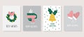 Hand drawn vector Merry Christmas cards collection set with cute illustrations Royalty Free Stock Photo