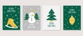 Hand drawn vector Merry Christmas cards collection set with cute illustrations Royalty Free Stock Photo