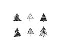 Hand drawn vector Merry Christmas rough freehand graphic greeting design elements collection set with ink scandinavian