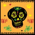 Hand drawn vector, mexican skul