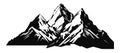 Hand drawn vector nature illustration with mountains and forest on first view. Using for travel and nature background Royalty Free Stock Photo