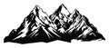Hand drawn vector nature illustration with mountains and forest on first view. Using for travel and nature background Royalty Free Stock Photo