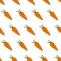 Hand drawn vector orange carrot. Vegetable simple seamless pattern