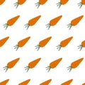 Hand drawn vector orange carrot. Vegetable simple seamless pattern