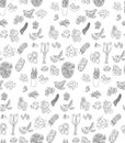 Hand drawn vector pattern of beer snacks.