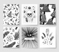 Hand drawn vector patterns brochures. Actual artistic design with mushrooms