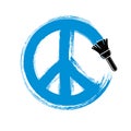 Hand-drawn vector peace sign, antiwar symbol from 60s made with