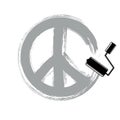 Hand-drawn vector peace sign, antiwar symbol from 60s made with