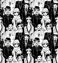 Art deco people. Seamless pattern