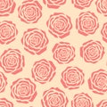 Hand drawn vector pink roses silhouettes seamless pattern on the beige background Royalty Free Stock Photo
