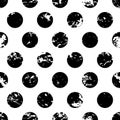 Hand drawn vector polka dot ornament grunge seamless pattern. Ab