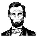 Hand drawn vector portrait. Abraham Abe Lincoln.