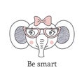 Cute elephant wearing glasses Royalty Free Stock Photo