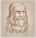 Hand drawn vector portrait. leonardo Da Vinci Royalty Free Stock Photo