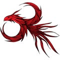 Hand drawn red dragon illustration. Fantastic dragon icon. Freehand silhouette of mythology aminal. Fantasy outline