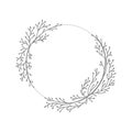 Hand drawn vector round frame wedding. Floral wreath with leaves, branches Decorative elements for design. Ink, vintage Royalty Free Stock Photo