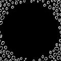 Hand drawn vector round frame with white doodle circles on a black background Royalty Free Stock Photo