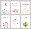 Hand drawn vector save the date set, watercolor invitation template with flower.vector