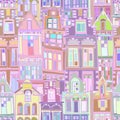 Hand drawn vector seamless Dutch city pattern.