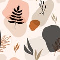 Hand drawn vector seamless floral organic pattern. Organic shapes, plants and textures for a background.