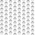 Hand drawn vector seamless pattern with asian fast food on white background.