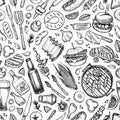 Hand drawn vector seamless pattern. BBQ. Barbeque design element Royalty Free Stock Photo