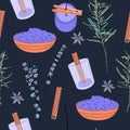 Hand drawn vector seamless pattern of candles making process