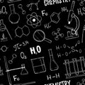 Hand drawn vector Seamless pattern. Chemistry, chemical elements