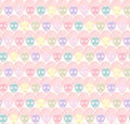 Hand drawn vector seamless pattern with colorfull facial masks in pink, green, light yellow, violet and turquoise colors.
