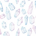 Hand drawn vector. Seamless pattern with geometric crystals