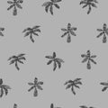 hand drawn vector seamless pattern with gray palms