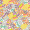 Hand drawn vector seamless pattern. Happy Easter day background.