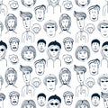 Hand drawn vector seamless pattern with illustration of group of men and women Royalty Free Stock Photo